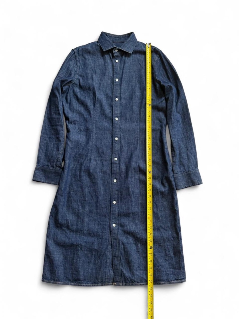 Polo Ralph Lauren denim shirt dress in a classic dark blue wash. - Picture 6 of 7